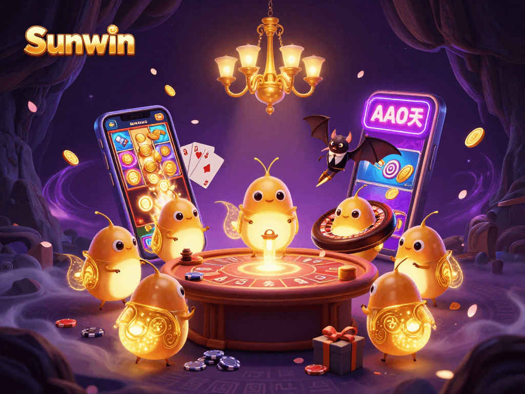 Experience thrilling gameplay with Sunwin's vibrant casino scene featuring sparkling glowworms and exciting slot games.