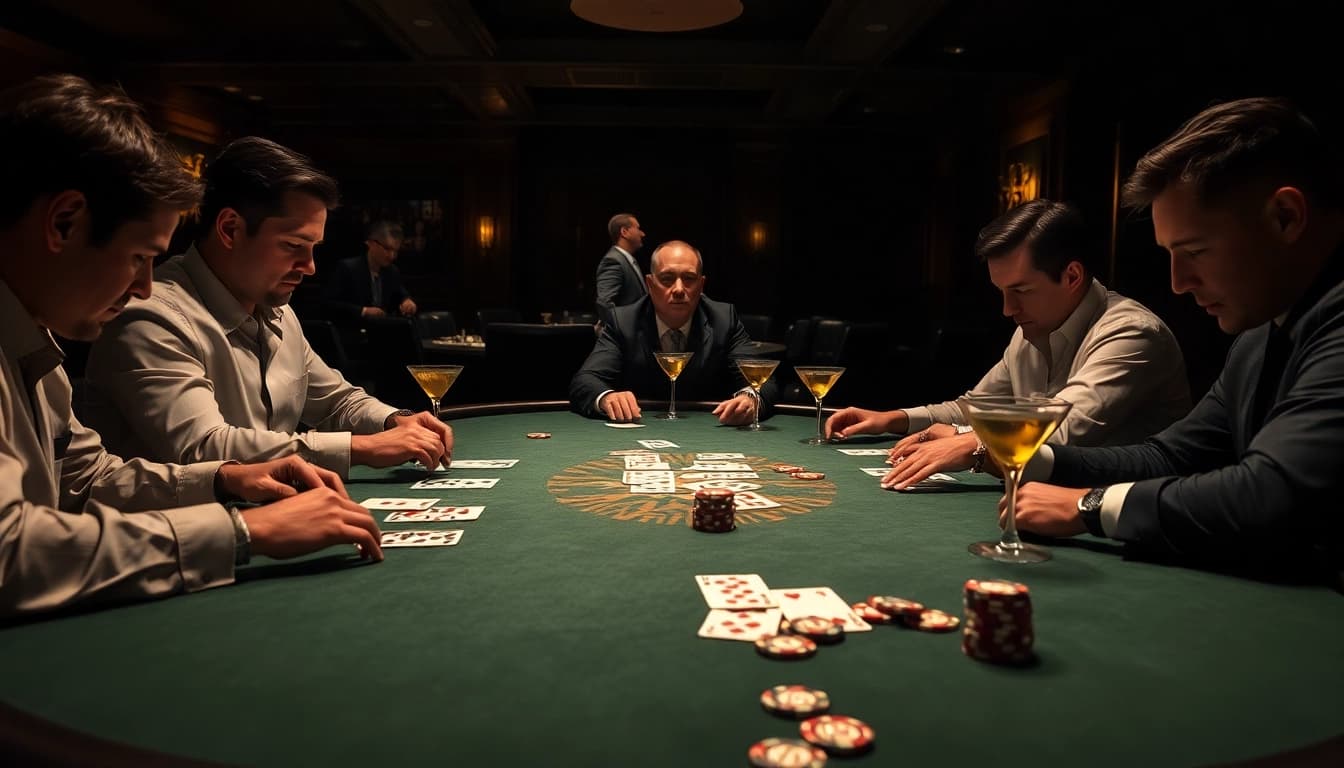 Menyaksikan permainan poker di kasino dari https://upfrontpodcast.com/ dengan suasana tegang dan dramatis.