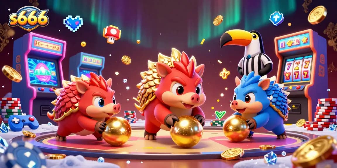 Experience excitement at s666 casino with vibrant pangolins bowling coins through poker chips.