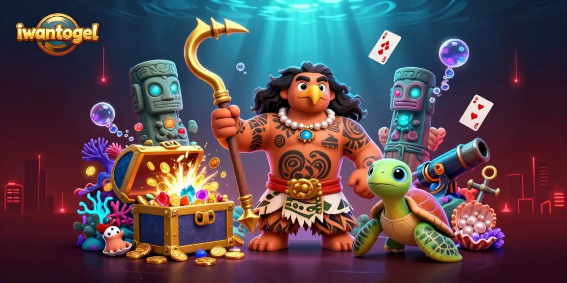 Win big with iwantogel's exciting lottery games featuring a dazzling underwater treasure scene.