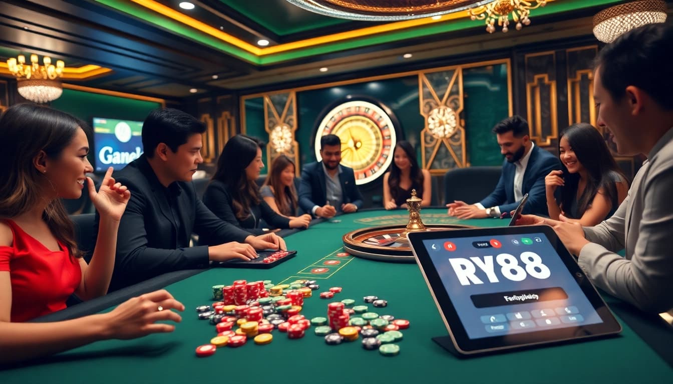 Experience the thrill of gaming at https://rr88c.mobi/ with colorful chips and a spinning roulette wheel.