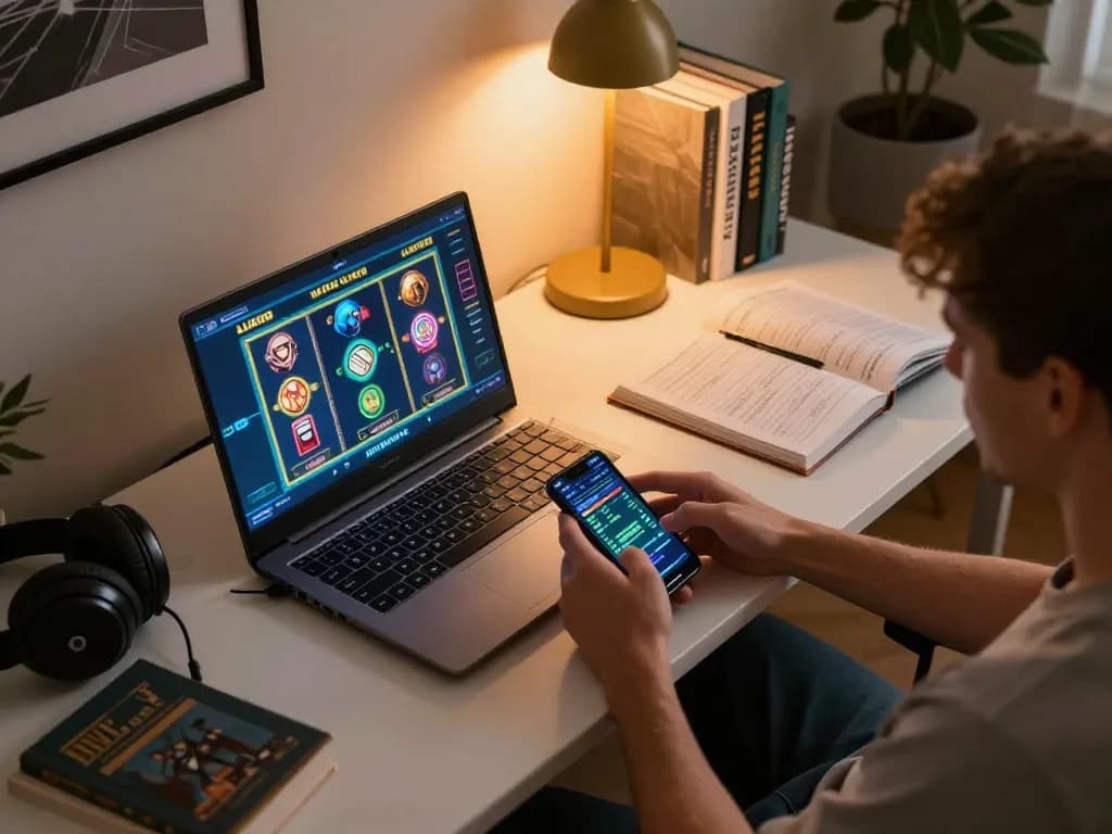 Player engaging with LV88 games on a sleek online setup showcasing strategy and excitement
