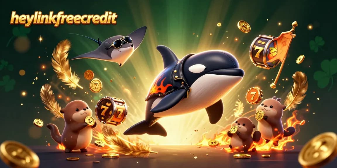 Engage with the vibrant gaming scene showcasing heylinkfreecredit through lively characters and rich casino elements.