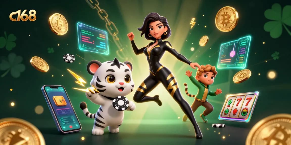 Join the excitement with c168 casino-themed illustration featuring a dynamic scene of winning moments.