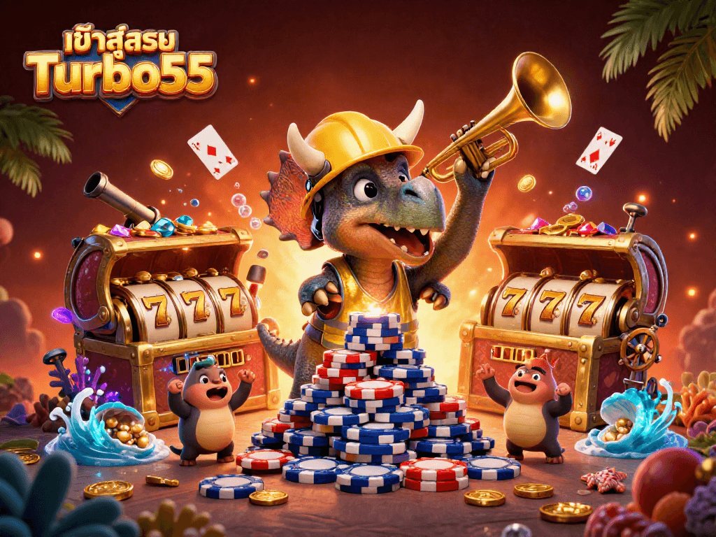 Join the fun with เข้าสู่ระบบ Turbo55 while spinning slot reels and enjoying a vibrant casino celebration!