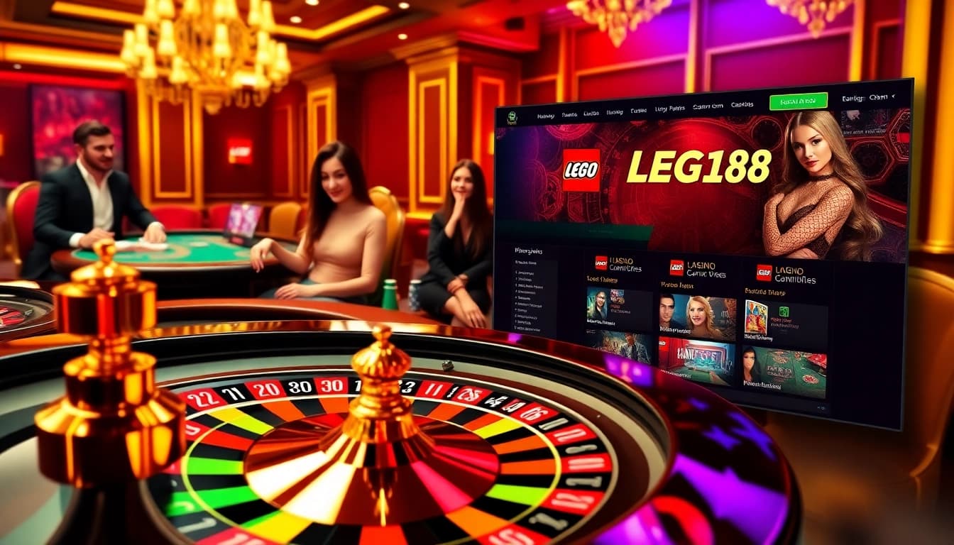 Players enjoying a thrilling game at LEGO138's online casino with colorful chips and a roulette wheel.