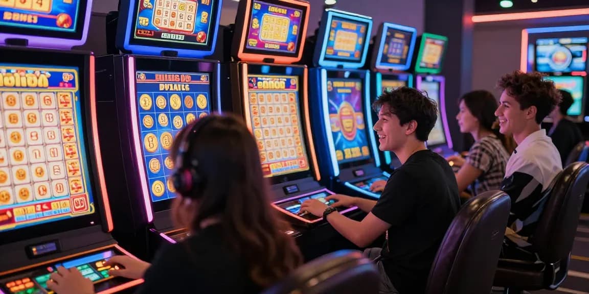 Exciting ngamenjitu online gaming scene with diverse players enjoying lottery and slot games in a vibrant digital environment.
