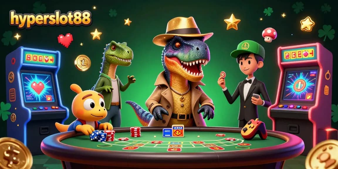 Join the action at hyperslot88 with an exciting blackjack scene featuring colorful casino elements.