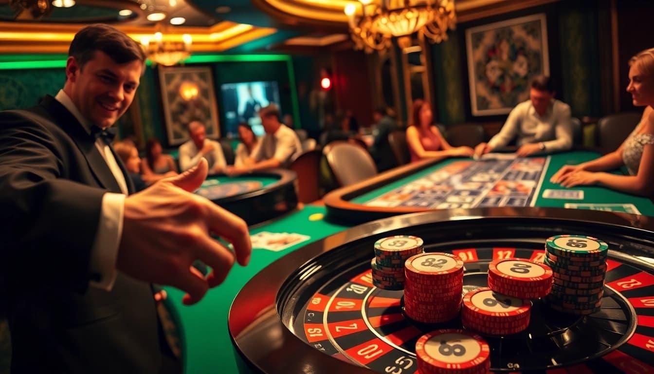 Experience the thrill of gambling at B52 with vibrant tables and enthusiastic players.