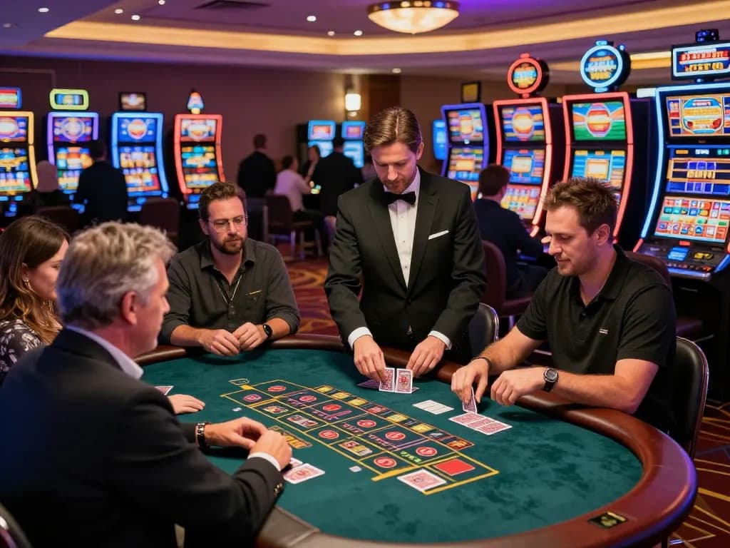 Players experiencing the thrill of gaming at 888newcasino with colorful slot machines and dynamic atmosphere