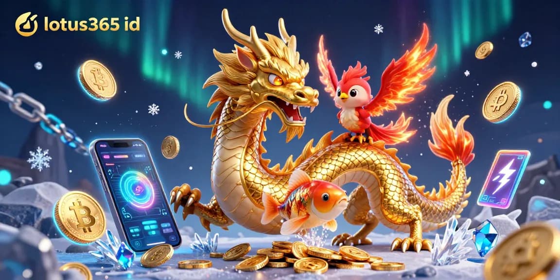 Engage in thrilling gaming with your lotus365 id while featuring vibrant dragon, phoenix, and koi fish.