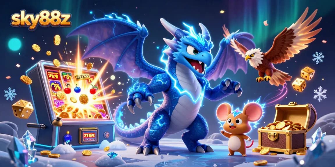 Experience thrilling jackpots with sky88z's exciting casino scene featuring vibrant characters and game elements.