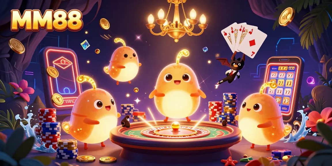 Experience thrilling betting with MM88 in a vibrant glowworm casino scene filled with sparkling games.