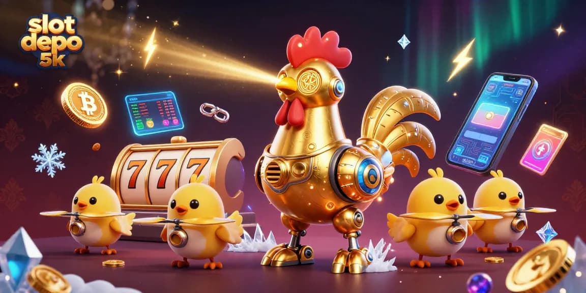 Spin the reels in style with the golden rooster robot for slot depo 5k adventures!