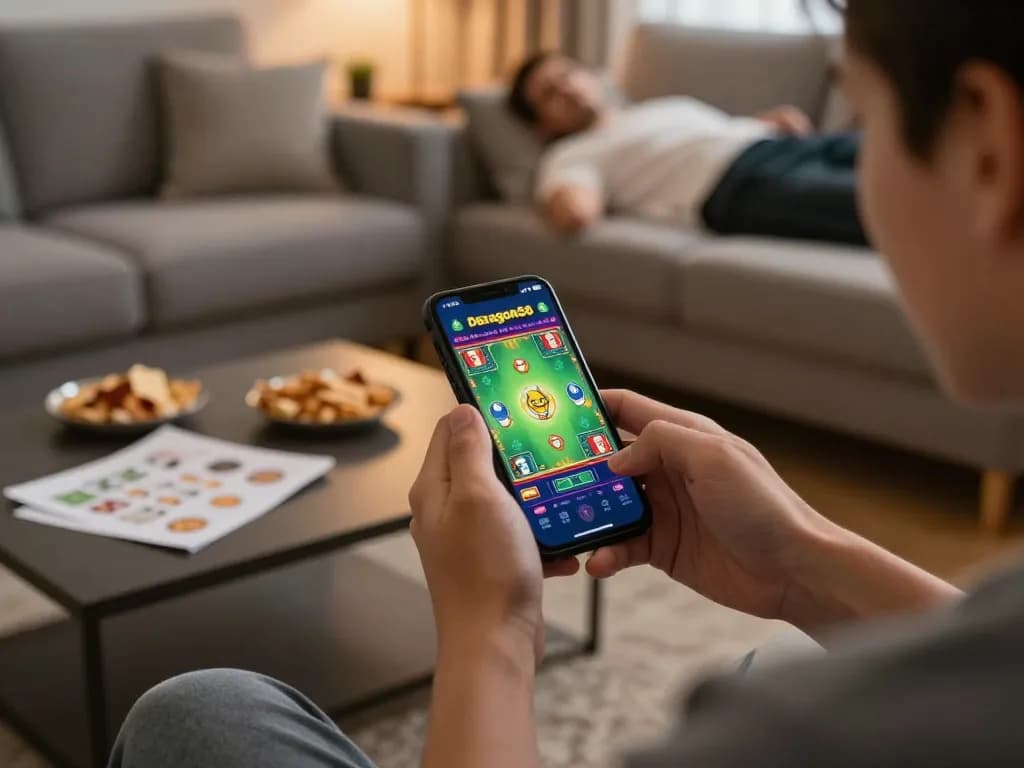 Menikmati perjudian mobile di aplikasi deragon88 di lingkungan ruang tamu yang nyaman