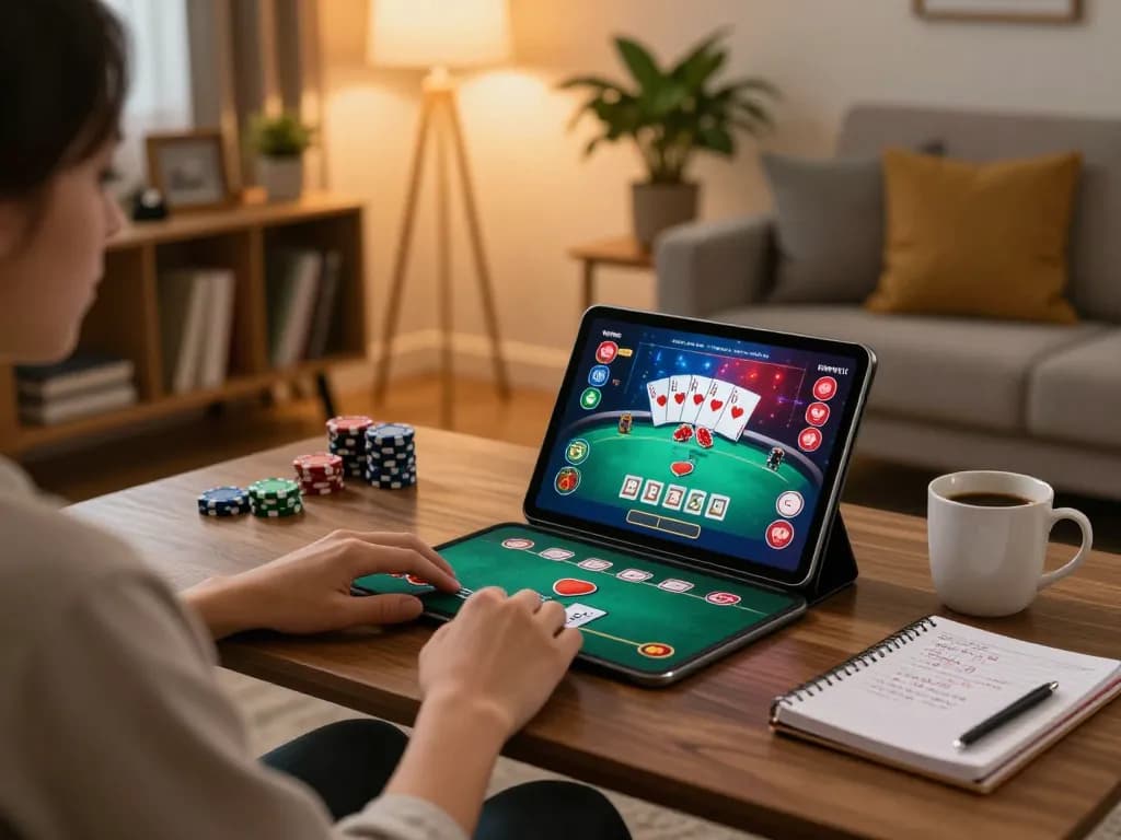 Engaging gameplay at hit club online casino with vibrant poker interface on tablet.