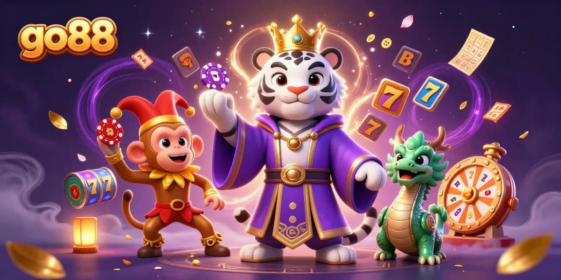 Experience the excitement of go88 with vibrant characters and casino elements in this dynamic illustration.