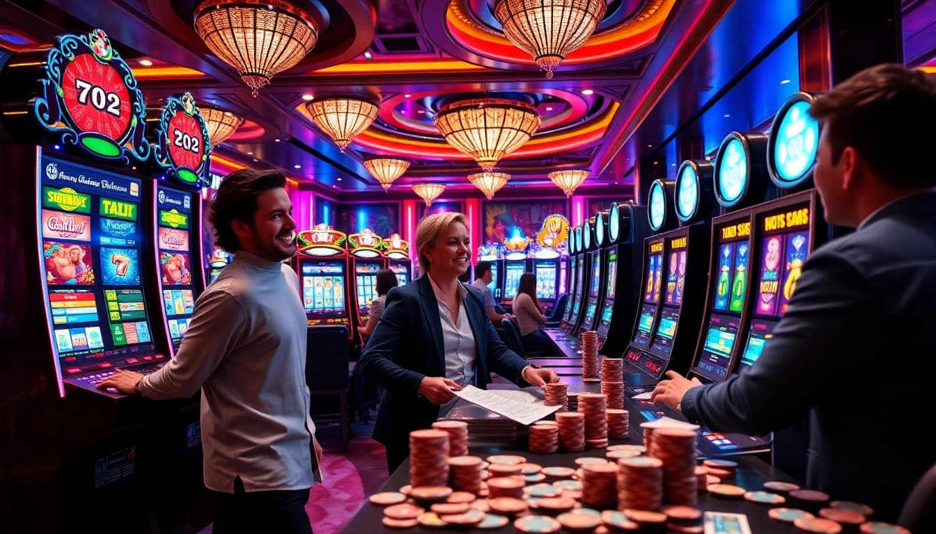 Experience thrilling play on slot777 machines in a luxurious casino setting.
