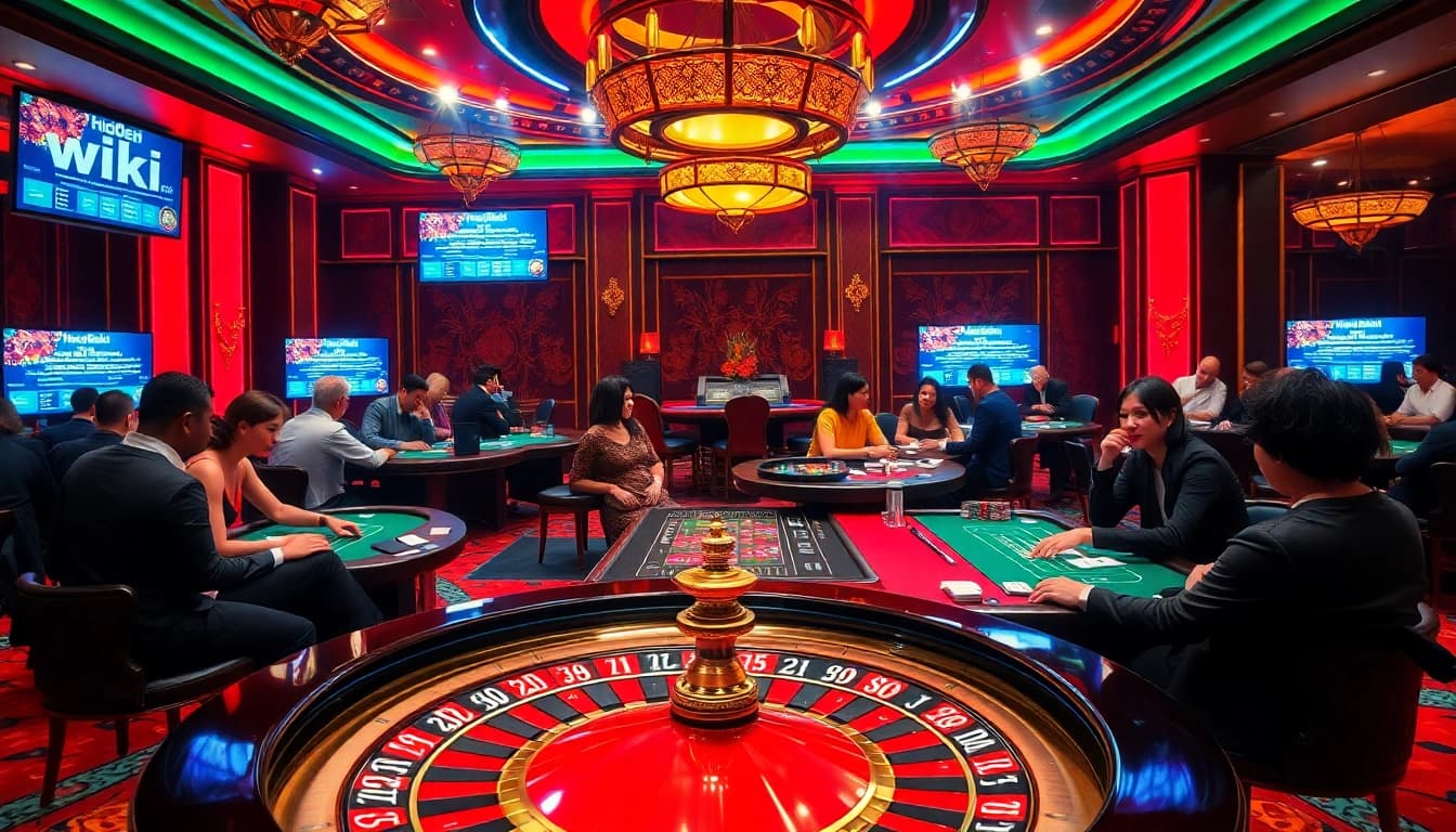 Engaging scene of casino players at poker tables while exploring hidden wiki 2026 links.