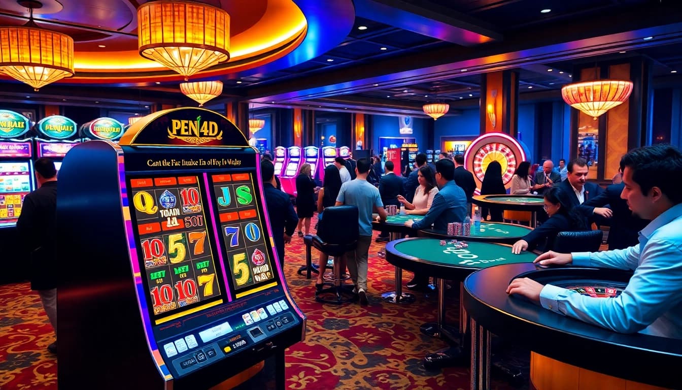 Experience thrilling gameplay at PEN4D alternatif with vibrant slot machines and poker tables.