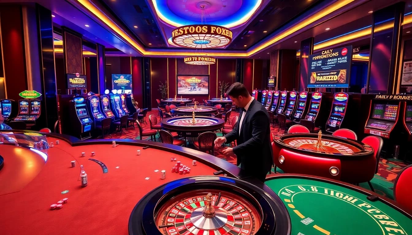 Experience thrilling gameplay at KP88, showcasing luxurious gaming tables and vibrant atmosphere.