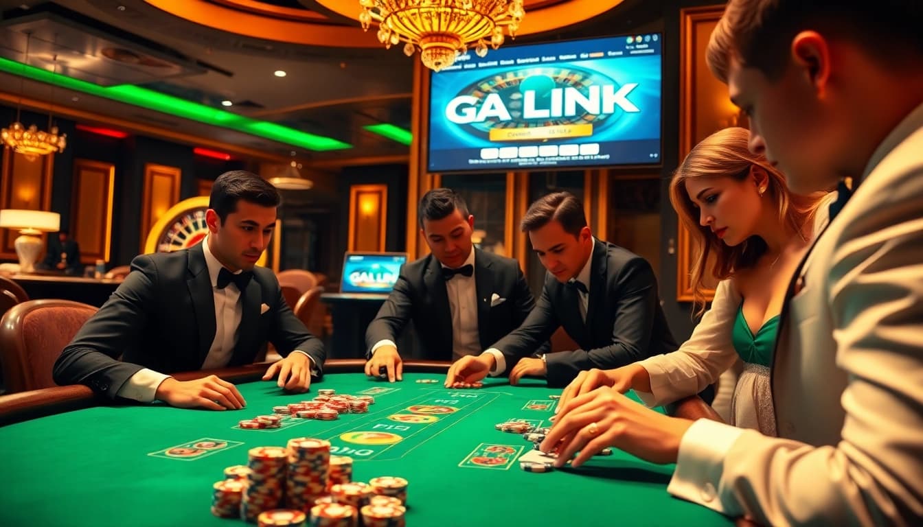 Exciting poker game showcasing the GA888 LINK with vibrant chips and luxurious casino atmosphere.