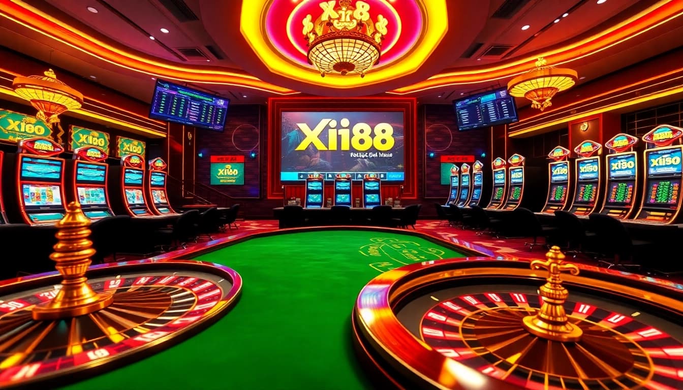Exciting online gambling experience at Xin 88 casino with roulette tables and slot machines.