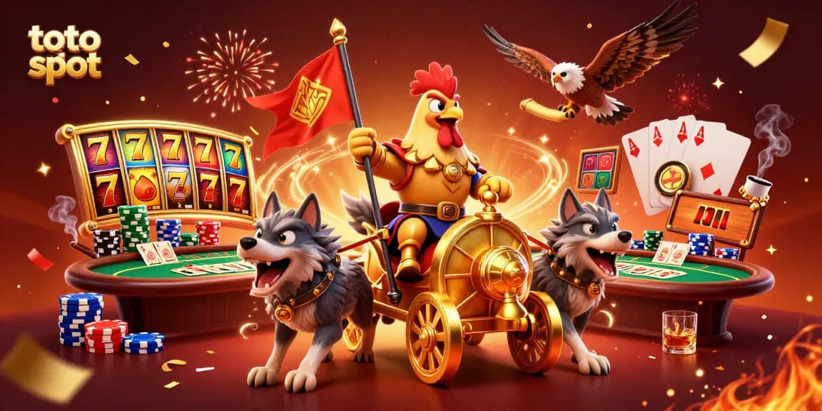 Experience thrilling toto slot action with a vibrant 3D casino scene and dynamic game elements.