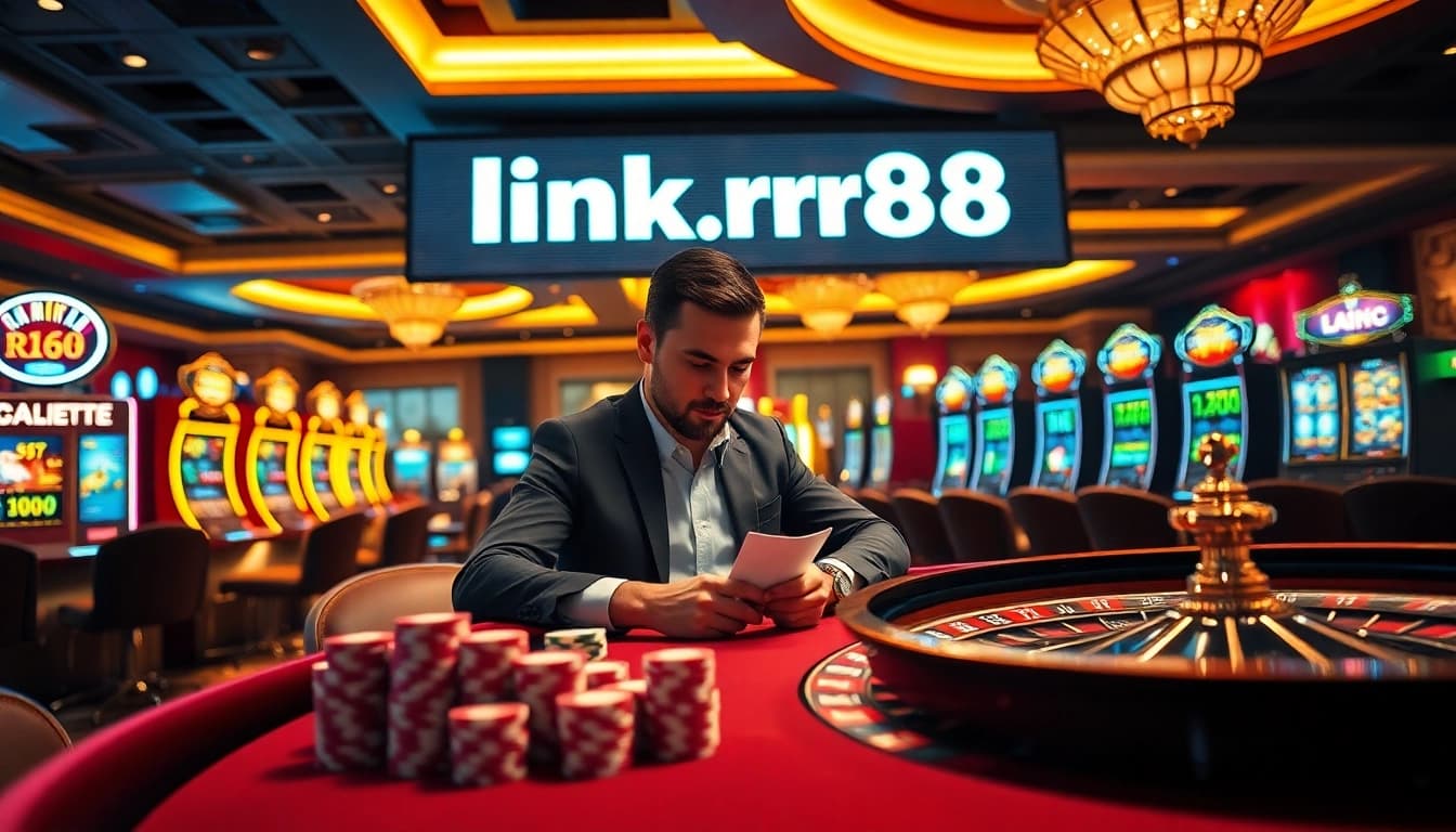Experience the thrill of high-stakes gaming at link rr88 with a luxurious poker table setup.