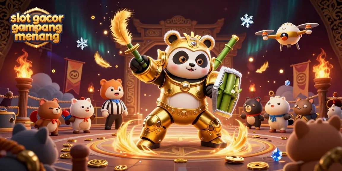 Experience the excitement of slot gacor gampang menang with vibrant gaming atmosphere in a 3D illustration