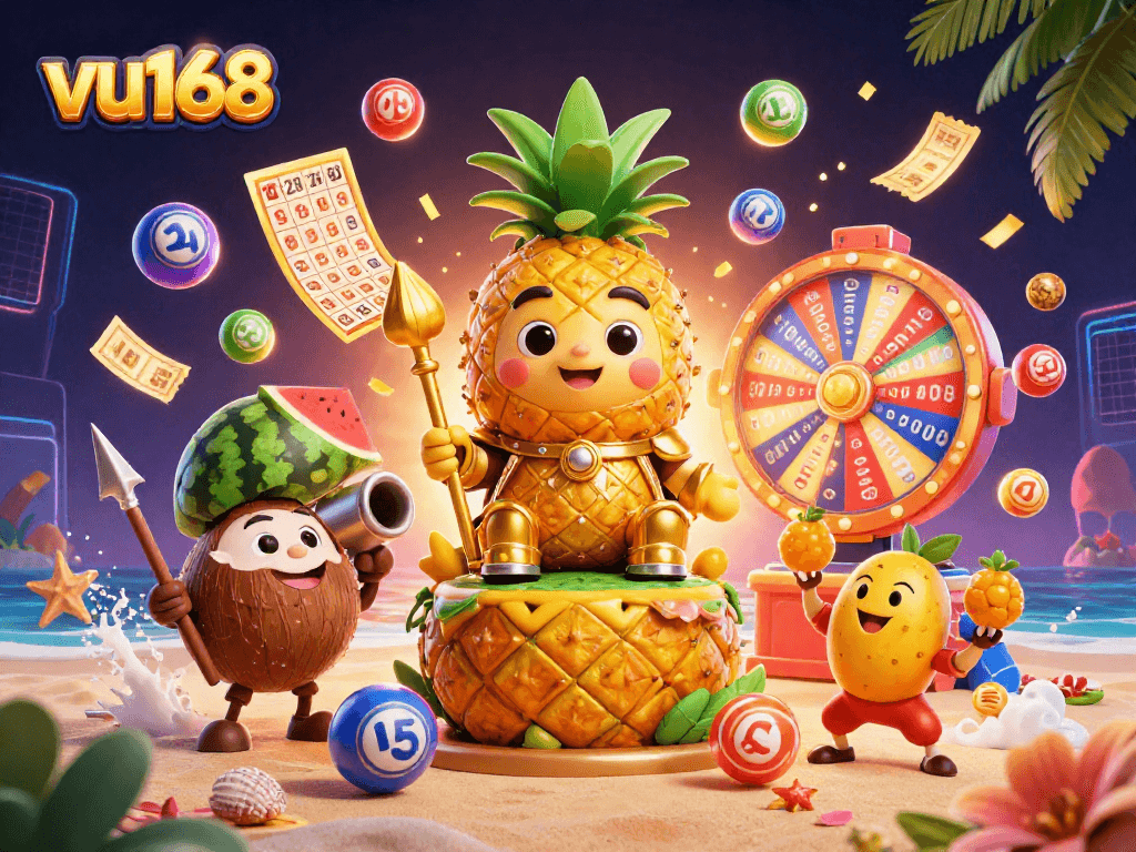 Experience thrilling gameplay at vu168 with vibrant 3D casino characters and lively game elements bursting with excitement.