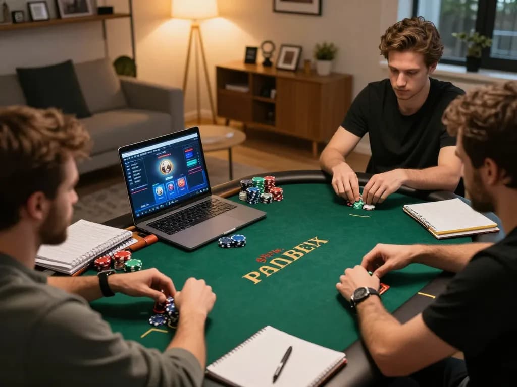 Pemain Dewi100 terlibat dalam poker online strategis, menunjukkan intensitas permainan dan praktik permainan yang bertanggung jawab.