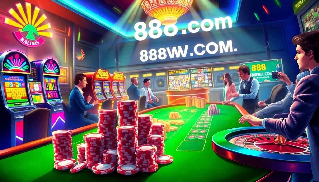 Experience thrilling casino action with 888NEW COM, showcasing vibrant roulette and dynamic slot machines.