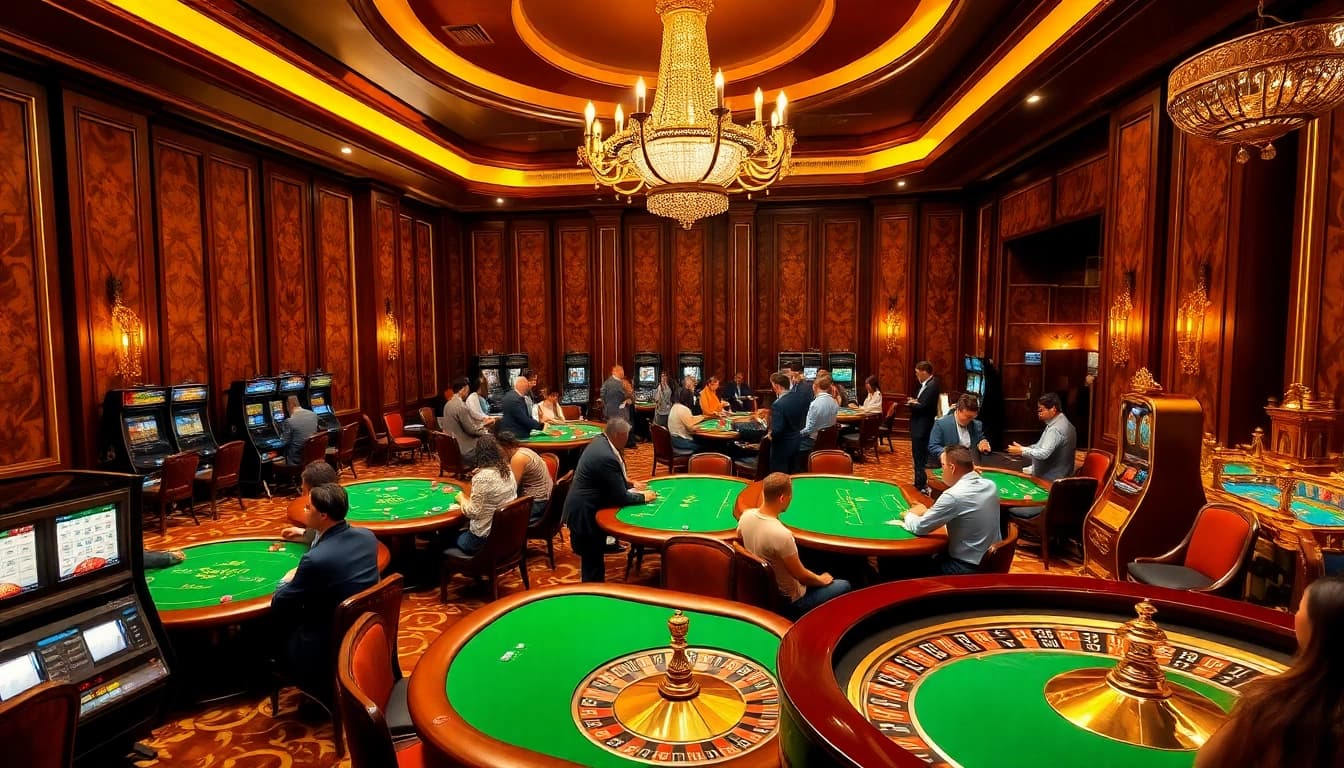 Experience luxury gaming at https://go99.institute/ with vibrant casino tables and slot machines.