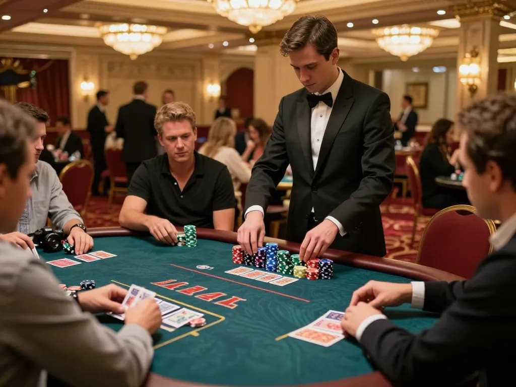 X88 players engaged in strategic poker game at a luxurious casino table