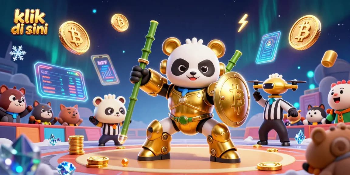 Spin and win with thrilling games at klik di sini, featuring a 3D panda in a vibrant casino scene.