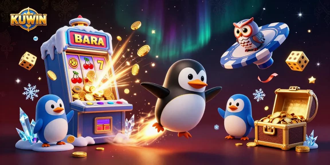 Engage in thrilling gaming adventures with KUWIN’s vibrant 3D casino illustration, featuring dynamic characters and exciting elements.