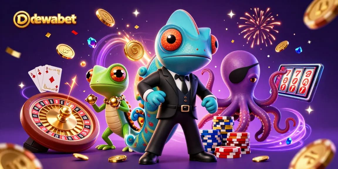 Dewabet memikat pemain dengan suasana kasino yang meriah dan permainan menarik dalam ilustrasi 3D yang dinamis.