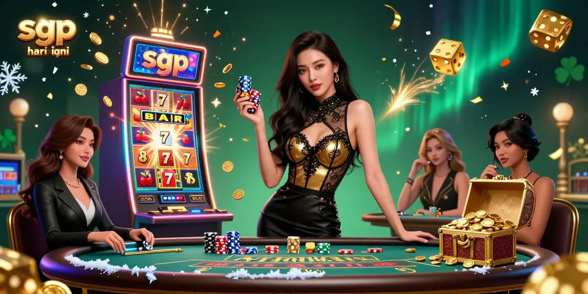 Experience the thrill of sgp hari ini with a striking 3D illustration of a glamorous baccarat event.