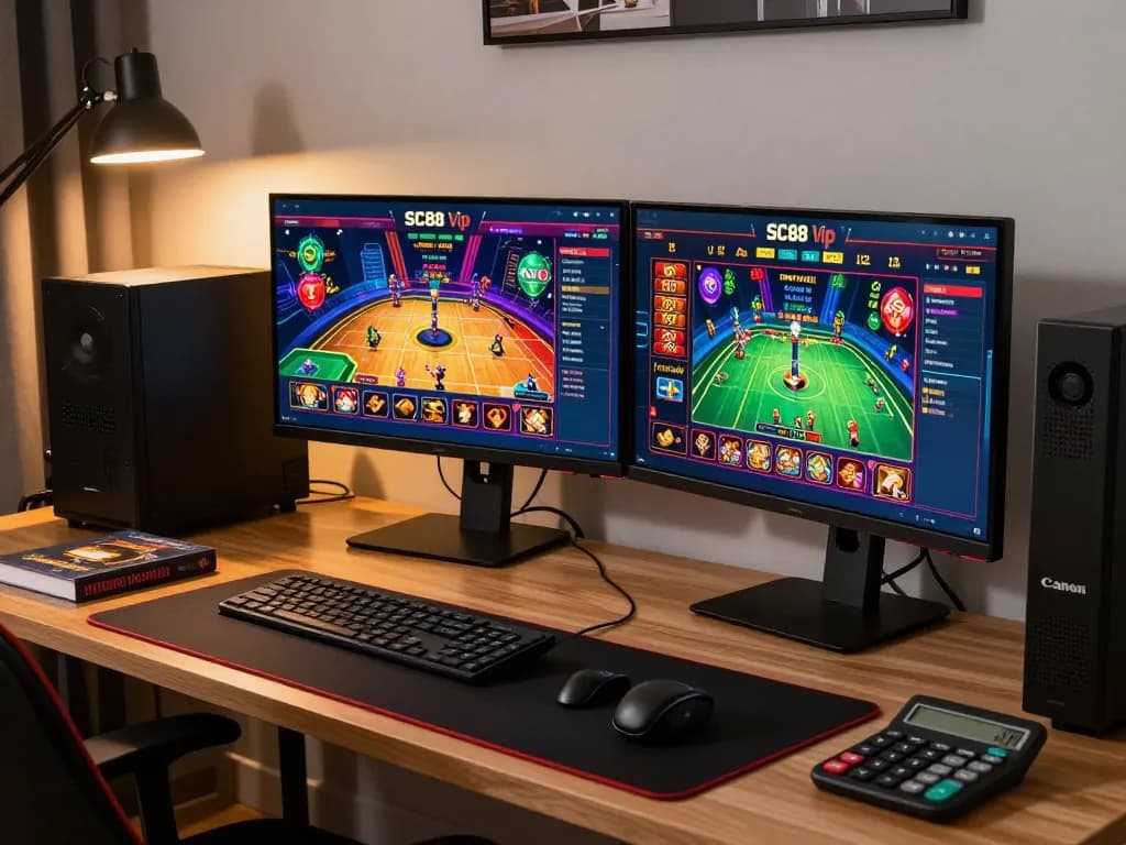 Engaging gameplay on SC88 Vip platform, showcasing online casino strategies in a modern home setting