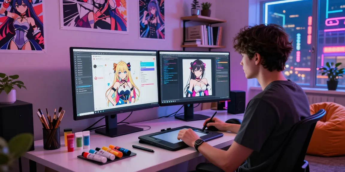 Engaging Hentai AI chat creation scene with a digital artist designing characters.
