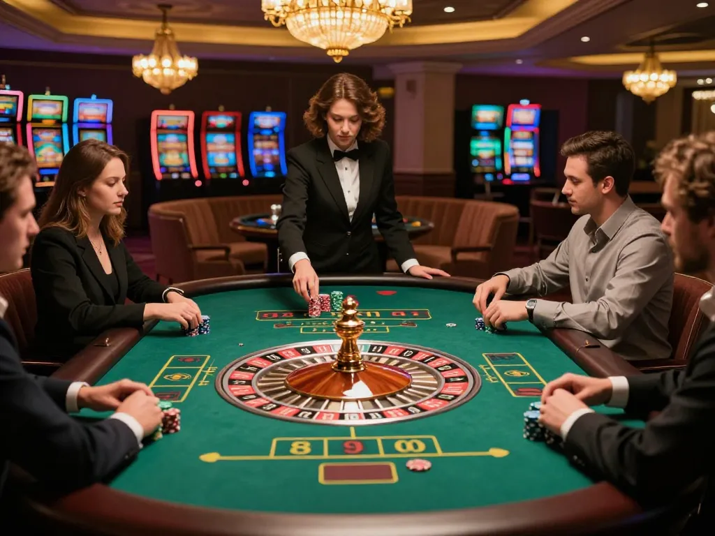 Players engage in an exciting roulette game at dn88 casino, placing bets and watching the spinning wheel.