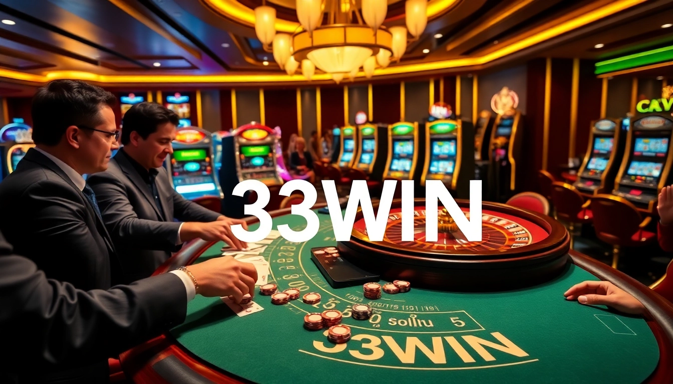 Experience the excitement of winning at 33WIN with a vibrant casino scene featuring thrilling gameplay.