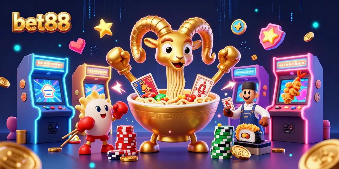 Enjoy thrilling gaming with bet88's vibrant casino characters from a dynamic illustration.