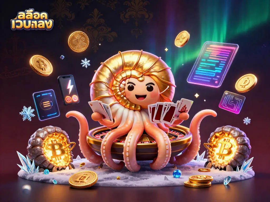 Engage in สล็อตเว็บตรง action with a giant nautilus roulette wheel and glowing golden ammonite companions.