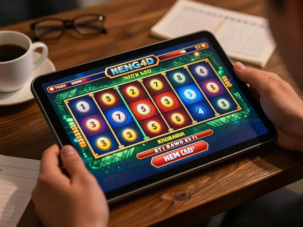 Engaging NENG4D slot gameplay scene showcasing colorful reels aligning on a player's tablet screen