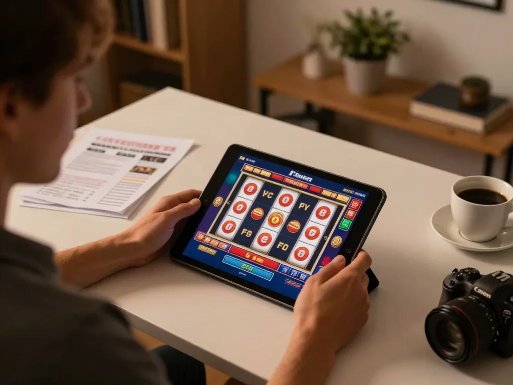 Login DASI4D ditampilkan di tablet selama sesi permainan online yang menarik di rumah