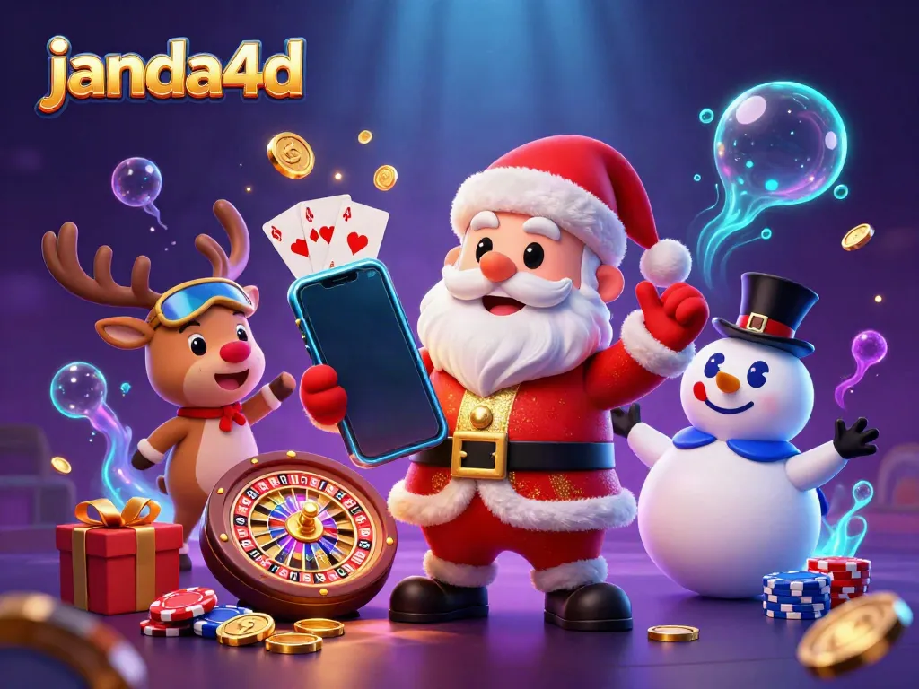 Janda4d menghadirkan pengalaman bermain slot menarik dengan Santa, rusa, dan boneka salju.