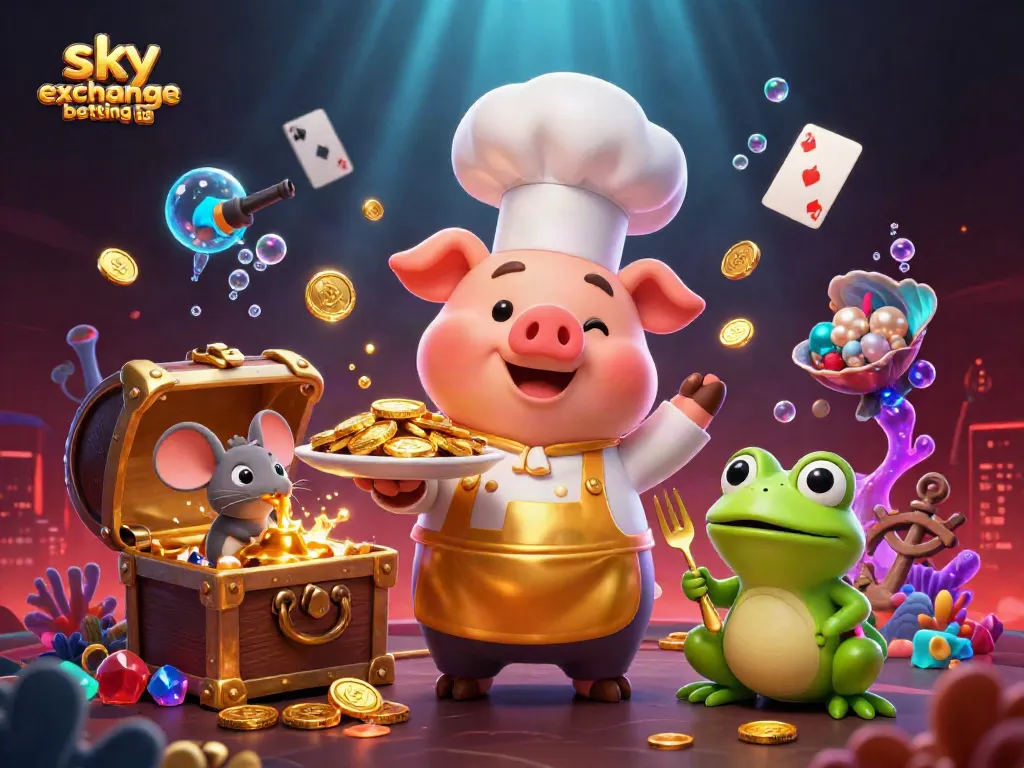 Win with total confidence - sky exchange betting id, featuring vibrant 3D characters and rich casino elements.