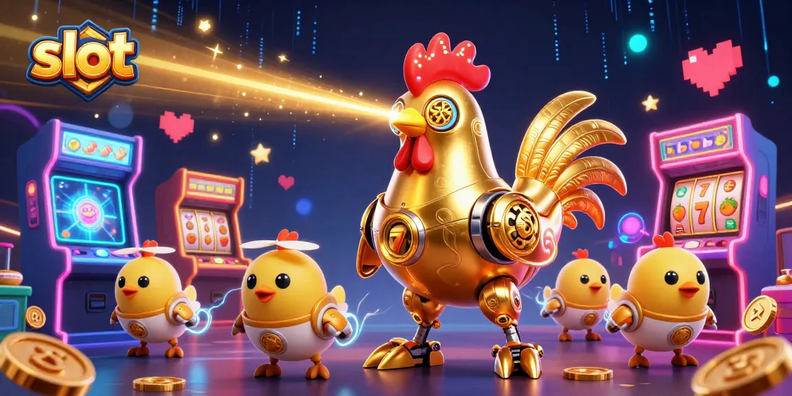 Menangkan slot dengan robot ayam emas futuristik dan simbol jackpot yang mengagumkan.